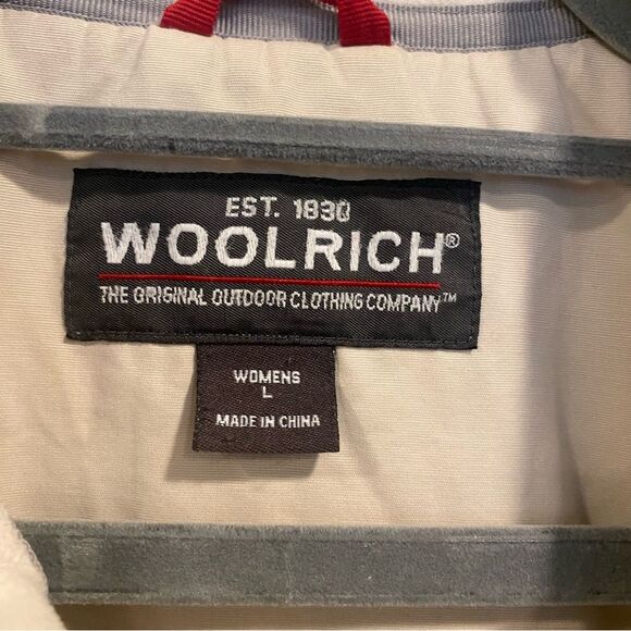 Woolrich Women’s Wool Flannel Lined Full Zip Ecru Beige Utility Cargo Jacket L - Picture 11 of 13